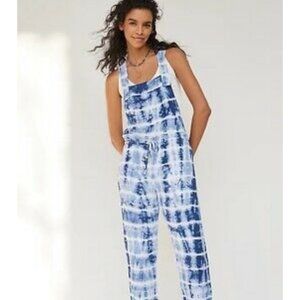Cloth & Stone Anthropologie Tie Dye Overalls Blue